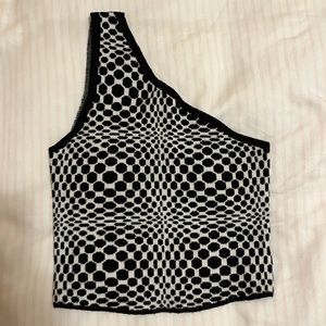 Motel Rocks graphic knit one shoulder top